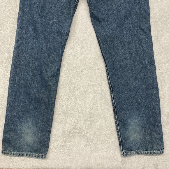 Wrangler Jeans Mens 34 Blue Denim Regular Fit Straight Distressed 31 Inseam - Picture 11 of 15